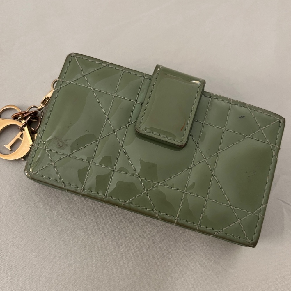 Dior Green Patent Leather Card Holder